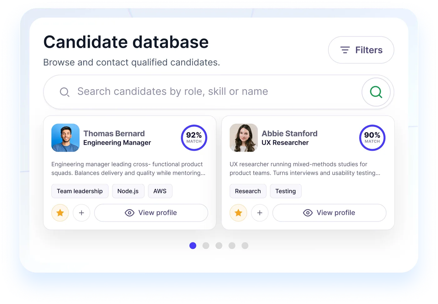 Base de candidatos con puntuaciones de match por IA